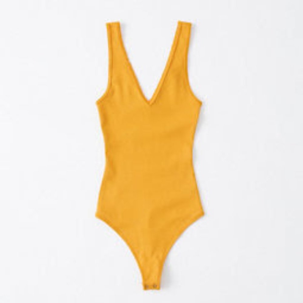 Abercrombie & Fitch Yellow Ribbed Bodysuit